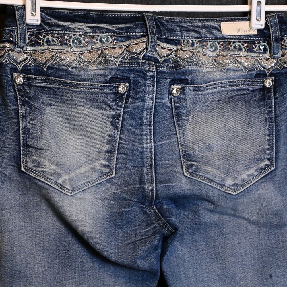 Miss Me Women's 28 (29x28) Embroidered Lace Yoke Denim Jeans Y2K Western